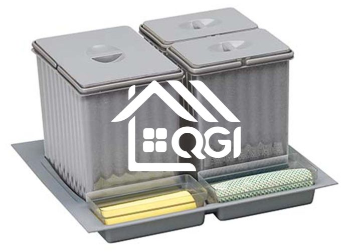 KIT 3 POUBELLES DE CUISINE EN TIROIRE GRIS GOLLINUCCI