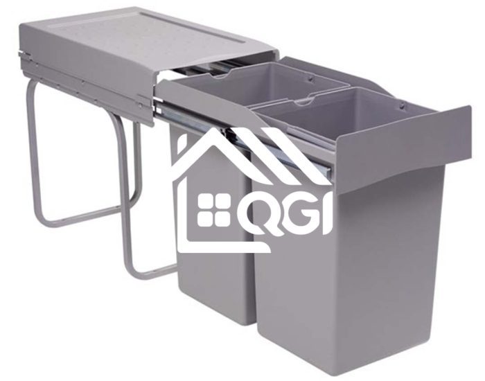 POUBELLE DE CUISINE ENCASTRÉE COULISSANTE GRIS GOLLINUCCI