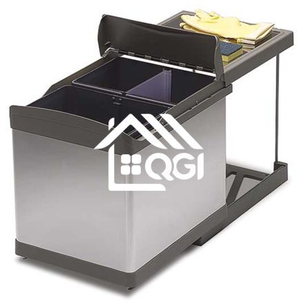POUBELLE DE CUISINE ENCASTRÉE COULISSANTE GRIS GOLLINUCCI